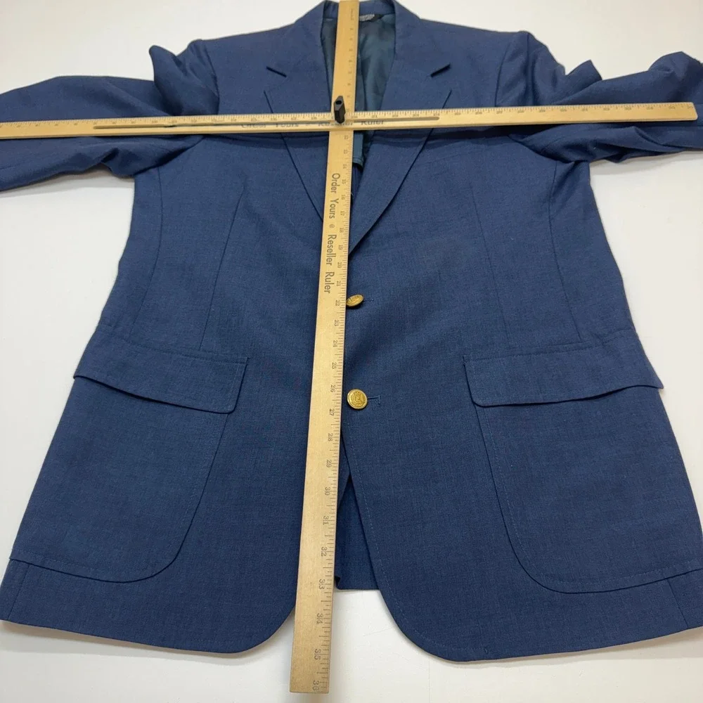 Woolrich Blazer Mens 44L Blue Vintage Preppy Dark Academia